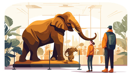 Elephant vector. Museum Curator Elephant Organizing
