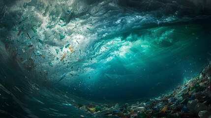 Visualization of a dark storm, not of clouds and rain, but of plastic debris swirling in the ocean gyres,
