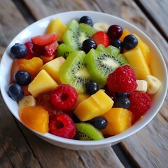 fruit, food, salad, strawberry, dessert, fresh, healthy, kiwi, sweet, berry, fruits, bowl, orange, blueberry, diet, breakfast, raspberry, colorful, melon, fruit salad, nutrition, red, grape, pineapple