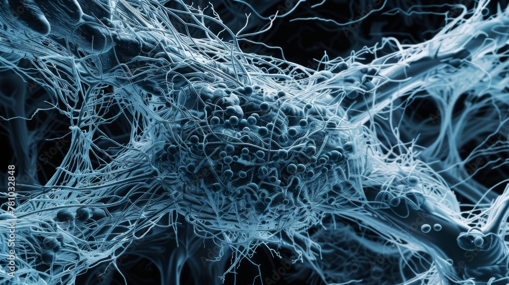 Poster an electron micrograph capturing the intricate network of lymphatic vessels and nodes critical for t
