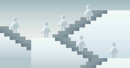 people icons person symbols human figures climbing stairs leadership competition concept