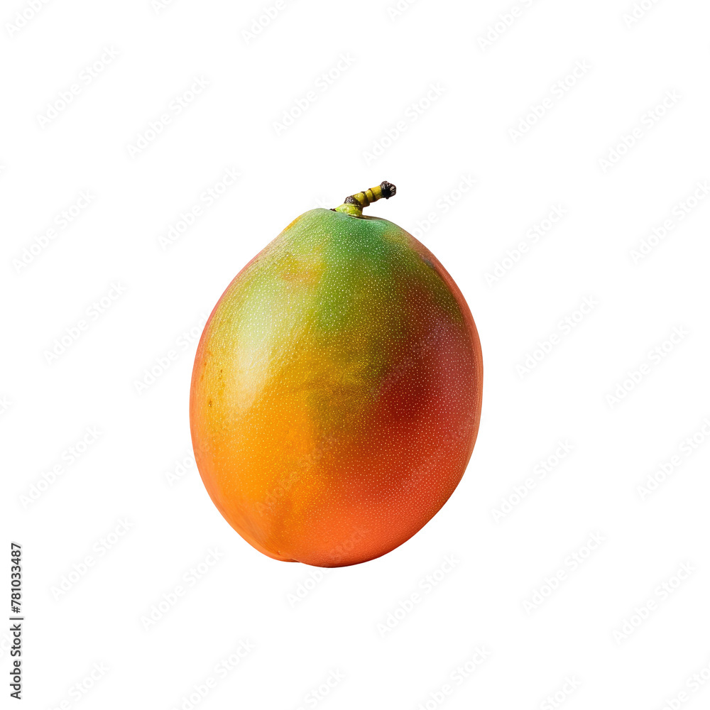 Poster a mango with a worm on it on a transparent background