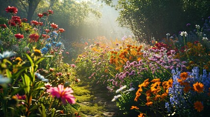 The garden is full of flowers.