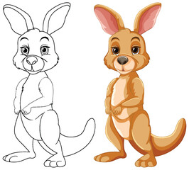 Vector transition from line art to full color kangaroo - 781034842