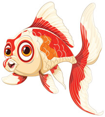 Vibrant vector art of a whimsical goldfish - 781034894