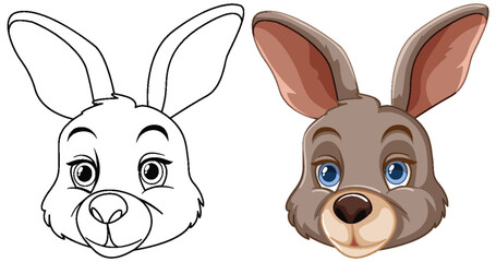 Vector art of a rabbit, outlined and colored