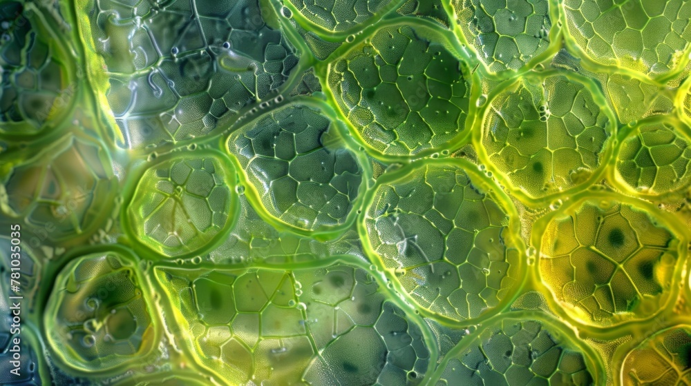 Poster an electron microscope image of a chloroplast revealing even finer details of its structure. the thy