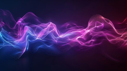 Abstract Neon Waves in Blue and Pink on Dark Background