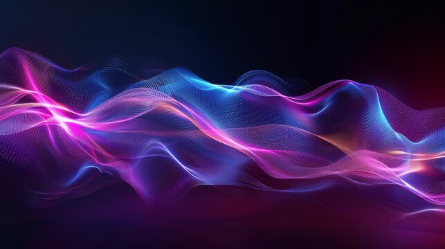 Vibrant Abstract Wave with Blue and Pink Neon Glow Background
