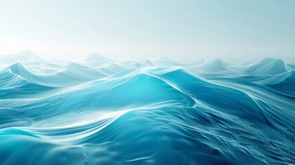 Turquoise Waves in Soft Light Rendered in a Smooth and Serene Style
 - obrazy, fototapety, plakaty