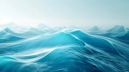 Poster Turquoise Waves in Soft Light Rendered in a Smooth and Serene Style  © Sippung