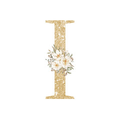 Gold Glitter Floral alphabet
