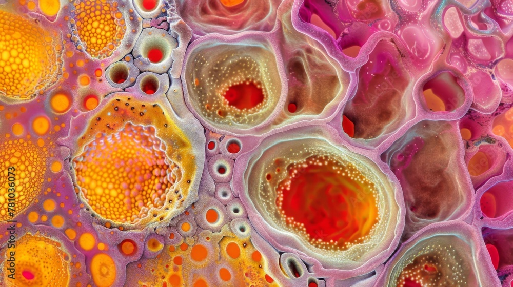 Poster a microscopic view of a crosssection of an intestinal villus revealing the unique structure of absor