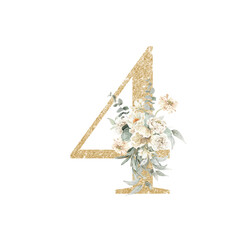 Gold Glitter Floral alphabet