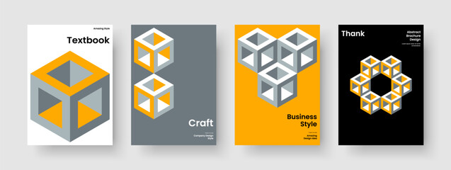 Fototapeta premium Geometric Brochure Design. Creative Book Cover Template. Isolated Background Layout. Report. Banner. Flyer. Business Presentation. Poster. Notebook. Handbill. Brand Identity. Pamphlet. Advertising