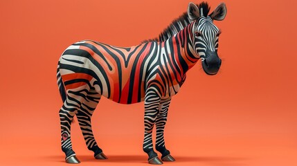 A daring zebra in a punkinspired ensemble, its stripes clashing with bold patterns and metallic accessories  3D Illustration
