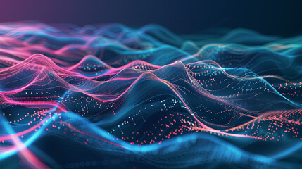 A colorful wave of light with a blue and pink hue