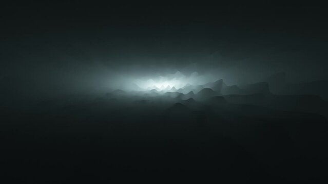 Artistic dark foggy and rocky landscape animation.
