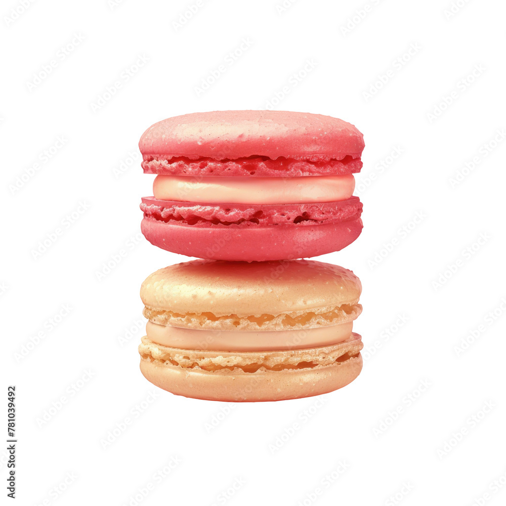 Poster close up of a stack of macarons with pink frosting