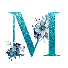 Sky Glitter Floral alphabet