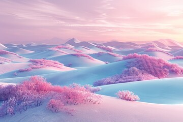 Illustration or 3D rendered portrait of sand mountains pastel and vibrant colors with a big space for text a background illustration, Generative AI.