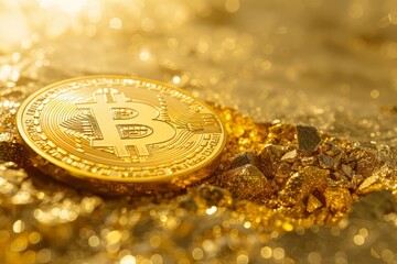 Cryptocurrency golden bitcoin coin. Cryptocurrencies. Business