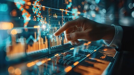 Global business finance GDP graph chart report stock exchange market trading investment and businessman data analytics big data, technology business client analysis management. Generative AI.