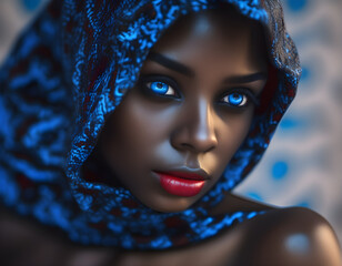 Indigo Dreams: African Lady with Hypnotic Eyes