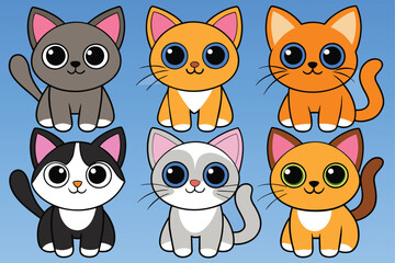 Fototapeta premium cute cat six icon vector illustration