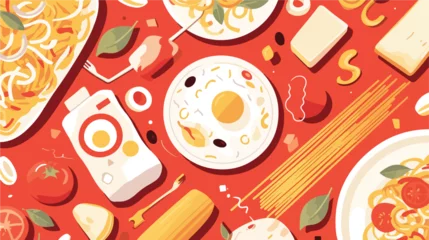 Tuinposter Fast food pasta dish or spaghetti. vector image wit © Quintessa
