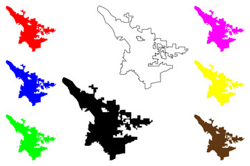 San Bernardino City (United States cities, United States of America, usa city) map vector illustration, scribble sketch City of San Bernardino map