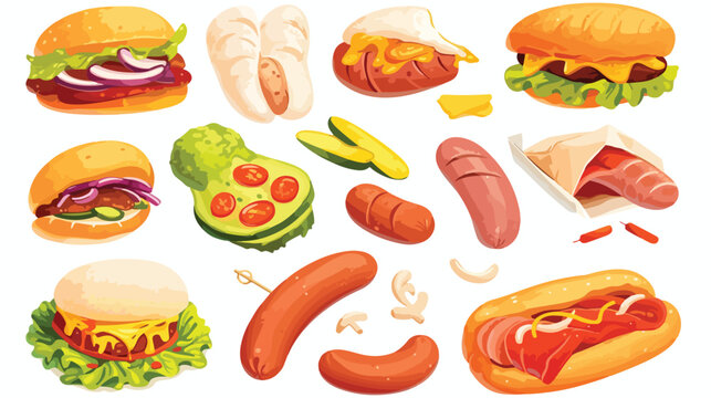 Fast food sausage. white background vector image 2d