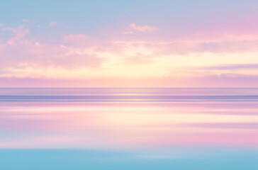 Fototapeta na wymiar Blurred sky with pastel colors, ocean horizon, sunrise, morning light, tranquil sea background, soft gradient, dreamy landscape, digital art, serene mood, calm, gentle