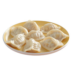 Dumplings on a plate on a transparent