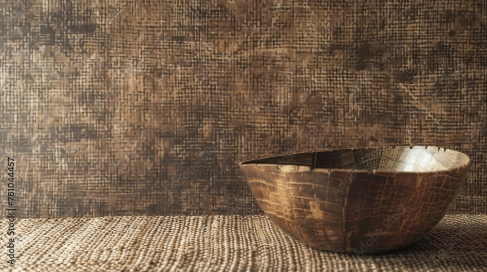 Poster rustic charm the rough uneven texture of the woven natural fibers gives the wallpaper a rustic handc