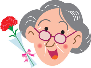 おかあさんと母の日のカーネーション
