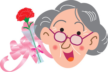 おかあさんと母の日のカーネーション
