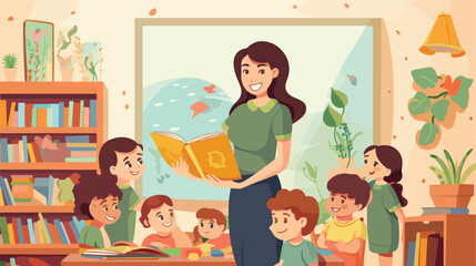Female preschool nursery nurse kindergarten teacher