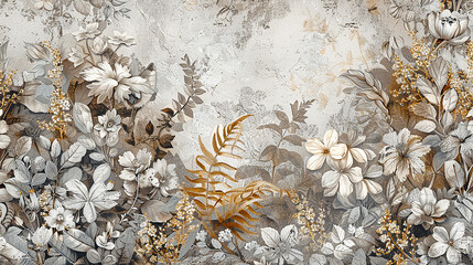 Vintage botanical print, featuring various plants and flowers . AI generative.
