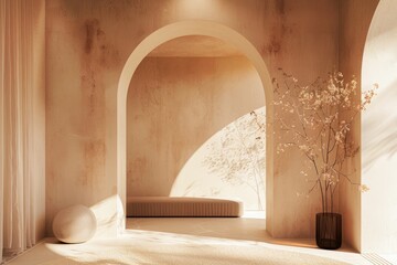 Serene Modern Interior With Archways, Natural Light, and Minimalist Decor