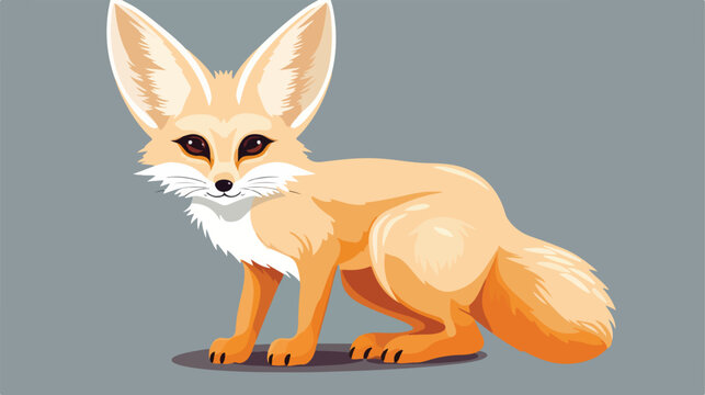 Fennec fox animal icon isolated illustration 2d fla