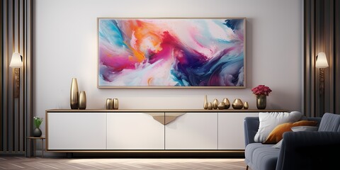 Bold bursts of color sparkle with the addition of glitters, casting a spellbinding spell in this mesmerizing marble ink abstract display.