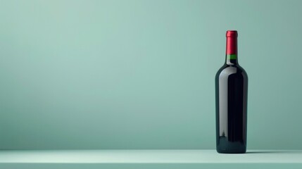 A single bottle of red wine against a pastel background, symbolizing sophistication, taste, and minimalist elegance.