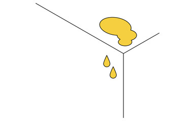 住宅リフォーム、雨漏り（水漏れ）する天井、シンプルなアイソメトリックイラスト