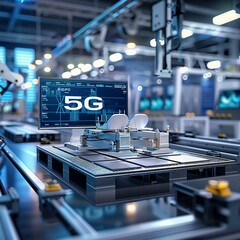 An industrial factory with advanced 5G connection technology, showcasing how highspeed wifi internet enhances manufacturing efficiency
