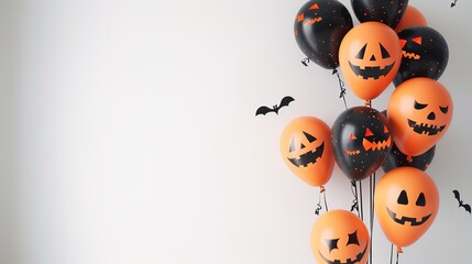 Halloween-themed, terrifying air balloons over a white background 