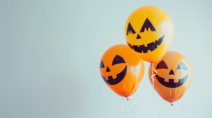 Halloween-themed, terrifying air balloons over a white background 