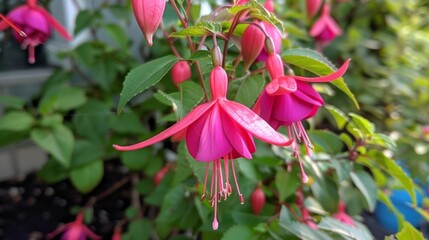 Pink flower sprouting in pot
