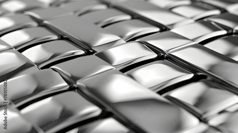 Poster Metallic Cube Grid: Abstract patterned metal texture with 3D cube design,