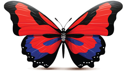 Flag of South Korea butterfly isolated on white 2d
